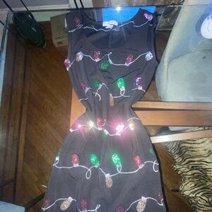 Black Dress  mini with Multicolor Sequin Lights
